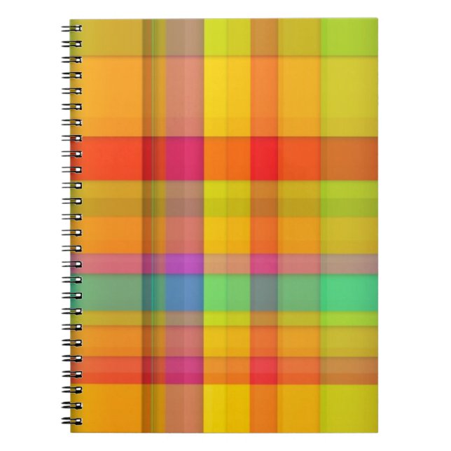 Abstract Rainbow Grid Design Notebook (Front)