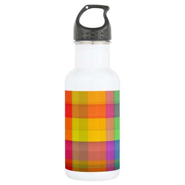 Abstract Rainbow Grid Design Water Bottle (Front)