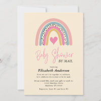 Abstract Rainbow Heart Girl Baby Shower By Mail