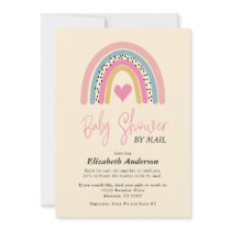 Abstract Rainbow Heart Girl Baby Shower By Mail Invitation