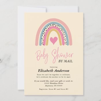 Abstract Rainbow Heart Girl Baby Shower By Mail Invitation by daisylin712 at Zazzle