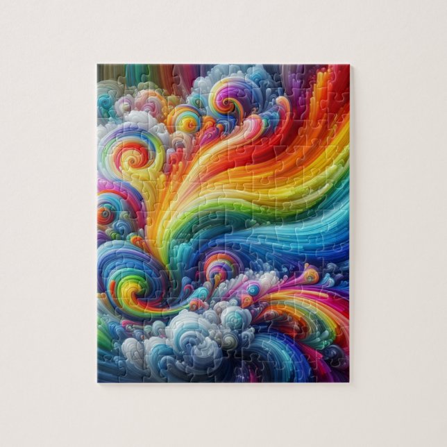 Abstract Rainbow Jigsaw Puzzle (Vertical)