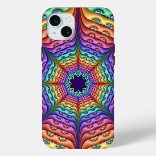 Abstract Rainbow Kaleidoscope iPhone 15 Plus Case