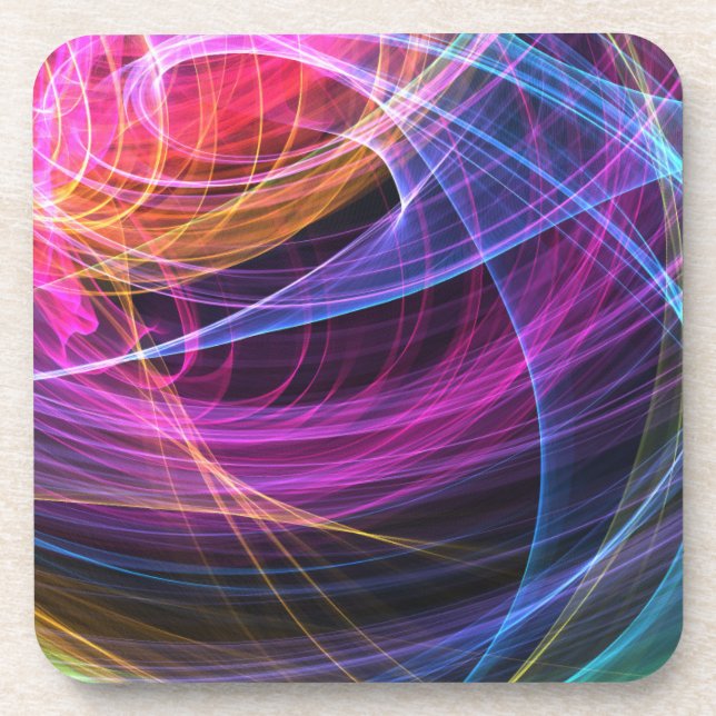 Abstract Rainbow lights vortex lights Beverage Coaster (Front)