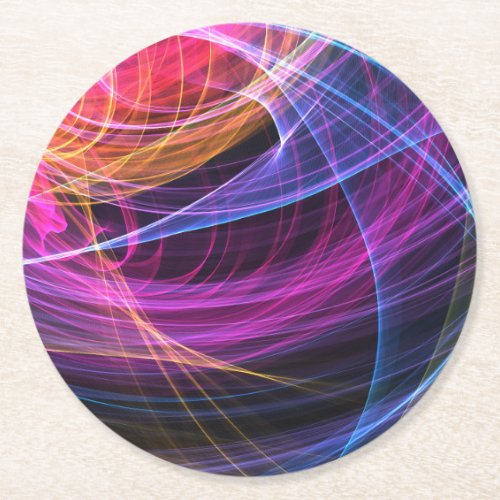 Abstract Rainbow lights vortex lights Round Paper Coaster