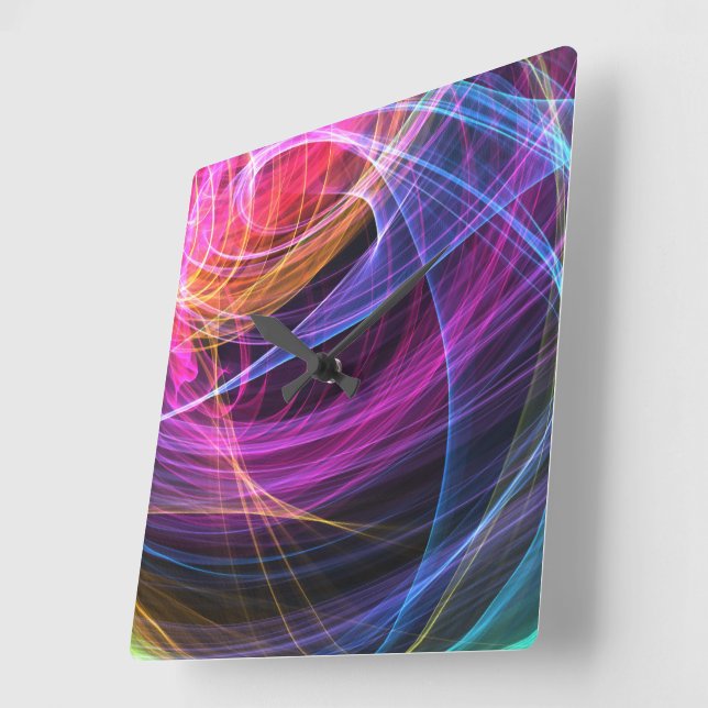 Abstract Rainbow lights vortex lights Square Wall Clock (Angle)