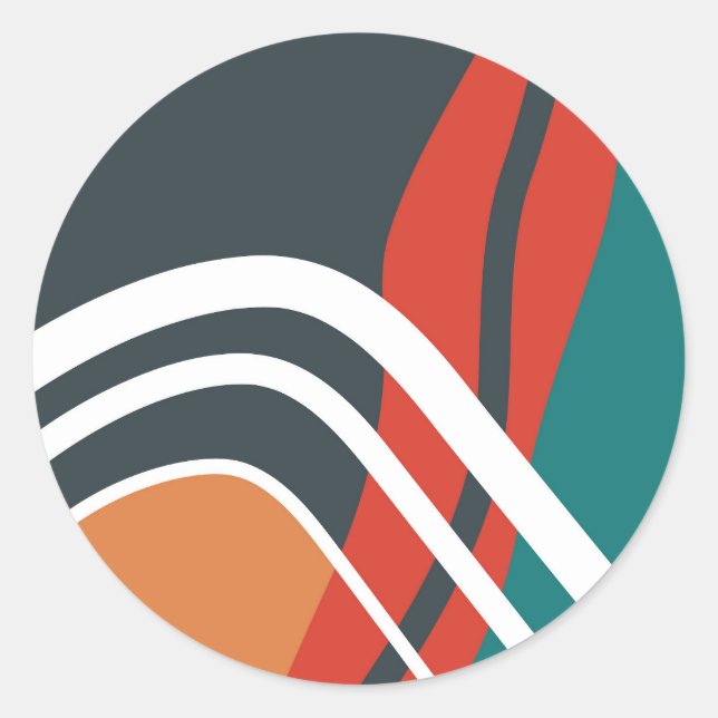 Abstract rainbow line art  classic round sticker (Front)