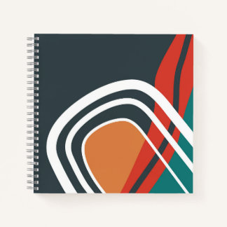 Abstract rainbow line art notebook