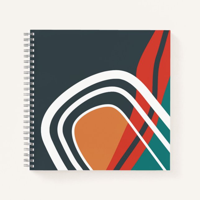 Abstract rainbow line art  notebook (Front)