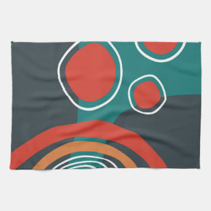 Abstract rainbow lines boho artwork kitchen towel