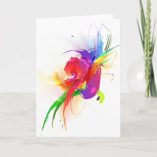 Abstract Rainbow Lorikeet Paint Splatters Card