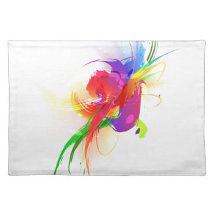 Abstract Rainbow Lorikeet Paint Splatters Cloth Placemat