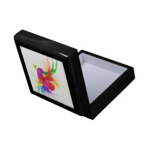 Abstract Rainbow Lorikeet Paint Splatters Jewelry Box