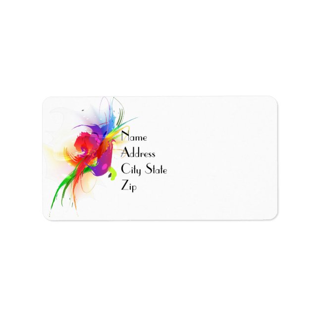 Abstract Rainbow Lorikeet Paint Splatters Label (Front)