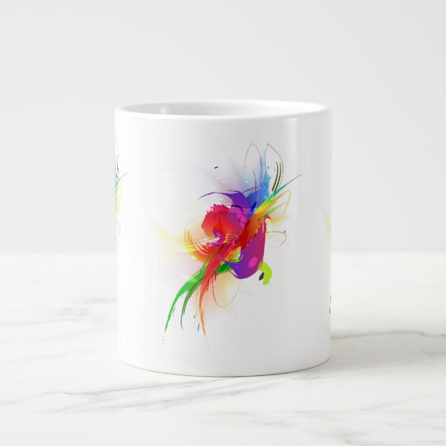 Abstract Rainbow Lorikeet Paint Splatters Large Coffee Mug (Front)