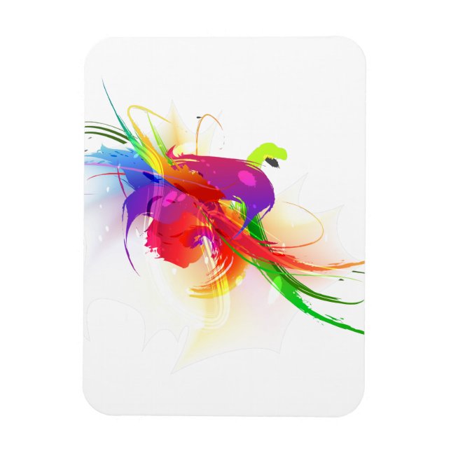 Abstract Rainbow Lorikeet Paint Splatters Magnet (Vertical)