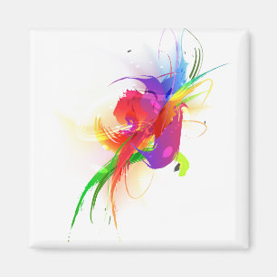 Abstract Rainbow Lorikeet Paint Splatters Magnet