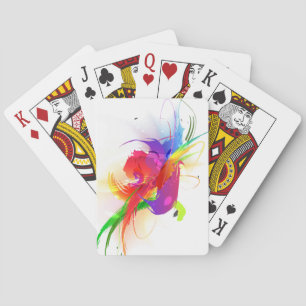 Abstract Rainbow Lorikeet Paint Splatters Poker Cards