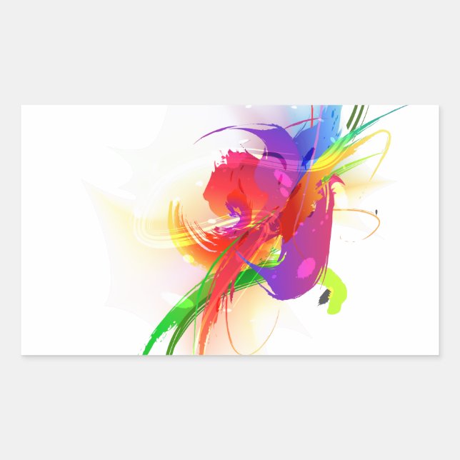 Abstract Rainbow Lorikeet Paint Splatters Rectangular Sticker (Front)