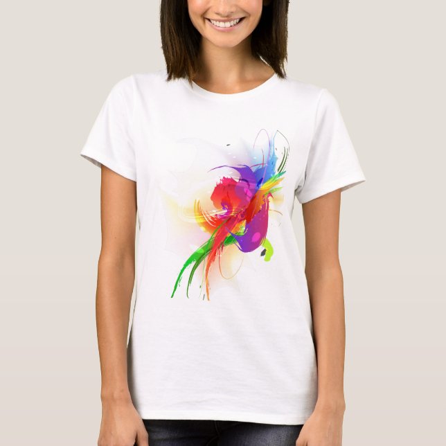 Abstract Rainbow Lorikeet Paint Splatters T-Shirt (Front)
