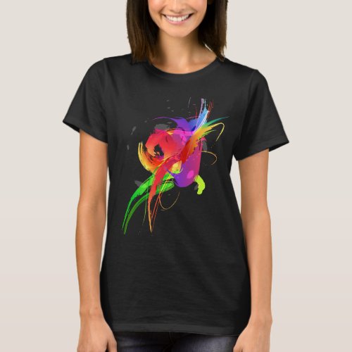 Abstract Rainbow Lorikeet Paint Splatters T_Shirt