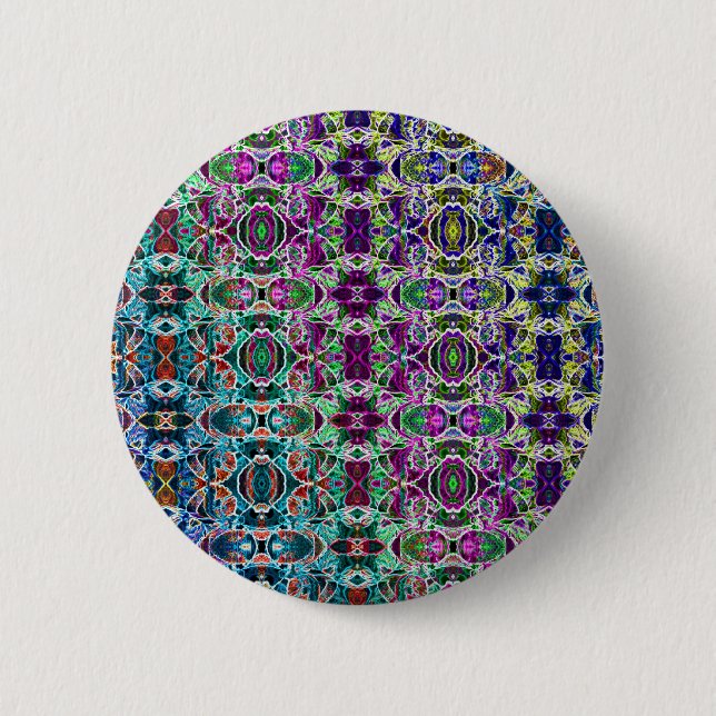 Abstract Rainbow Mandala Fractal Pinback Button (Front)