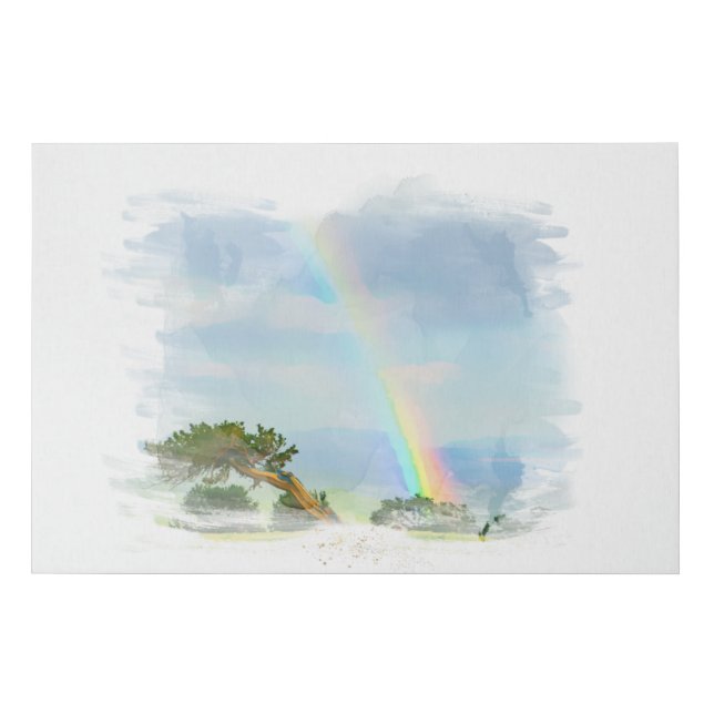 *~* Abstract Rainbow Mountains Ocean Artsy  AR11 Faux Canvas Print (Front)