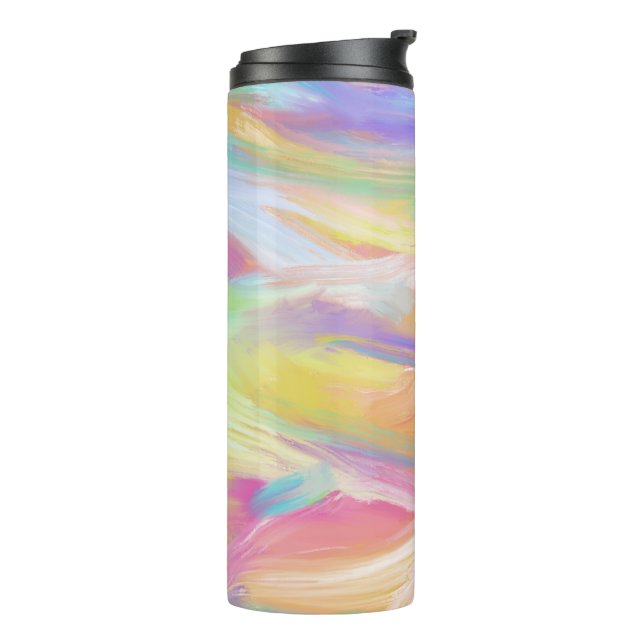 Abstract Rainbow Oil Paint Brushstrokes insulated Thermal Tumbler (Rotated Left)