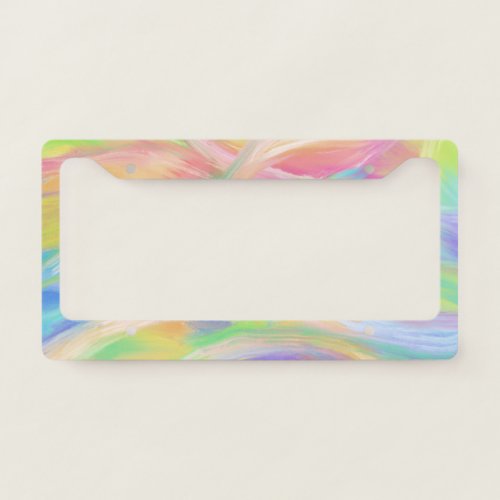 Abstract Rainbow Painting Handmade Boho Chic License Plate Frame