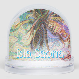 Abstract Rainbow Palm Tree Isla Saona Snow Globe
