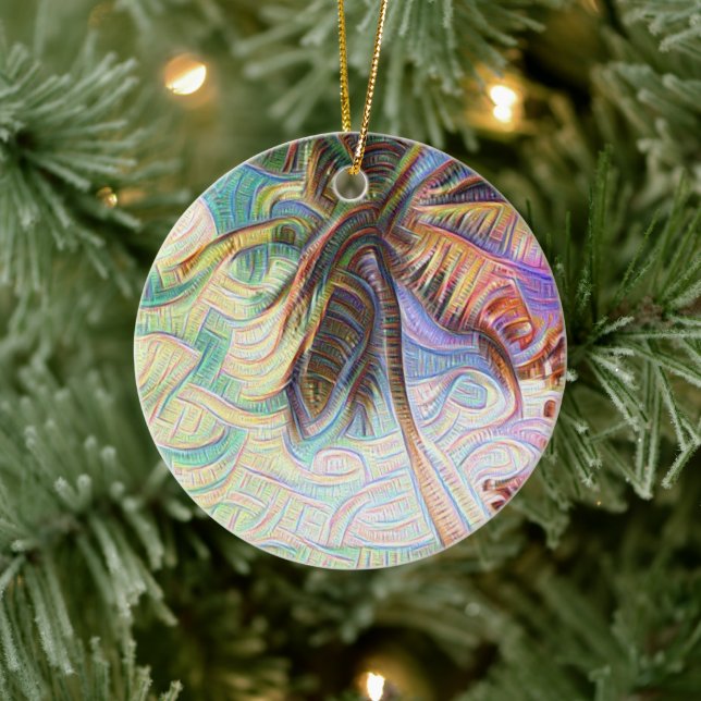 Abstract Rainbow Palm Tree on Isla Saona Caribbean Ceramic Ornament (Tree)