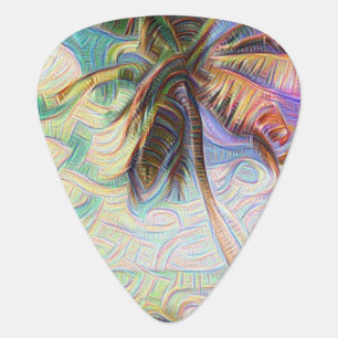 Abstract Rainbow Palm Tree on Isla Saona Caribbean Guitar Pick