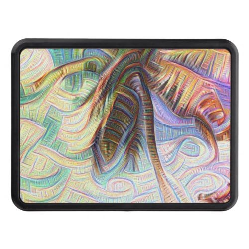 Abstract Rainbow Palm Tree Trailer Hitch Cover