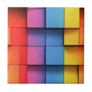 Abstract Rainbow Pattern Ceramic Tile