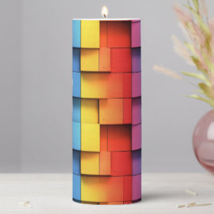Abstract Rainbow Pattern Pillar Candle