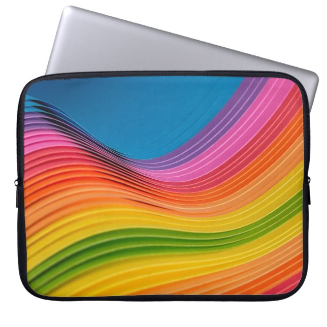 Abstract rainbow pattern texture laptop sleeve (Front)