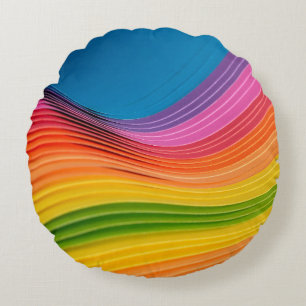 Abstract rainbow pattern texture round pillow