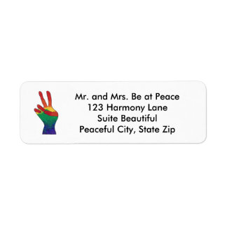 Abstract rainbow peace hand sign address labels