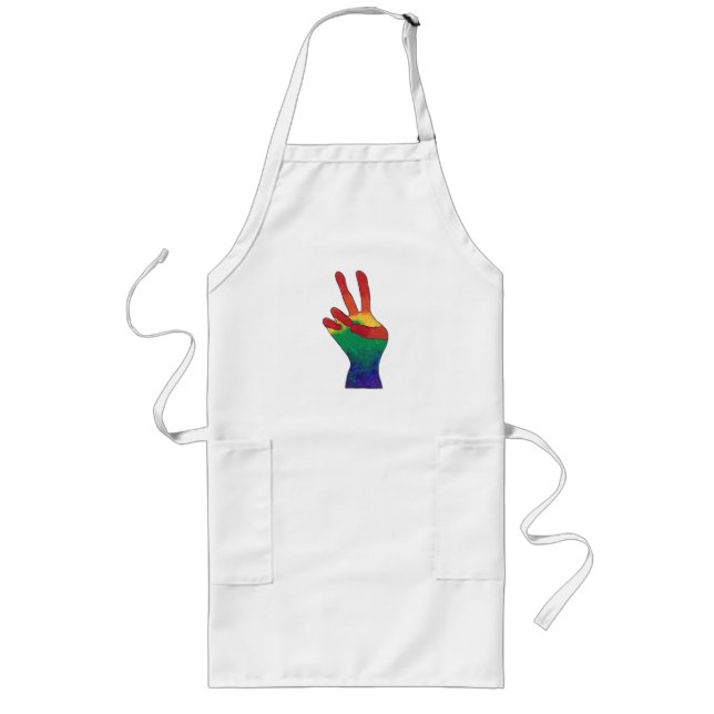 Abstract rainbow peace hand sign custom aprons (Front)