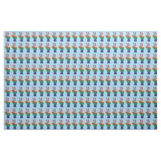 Abstract rainbow peace hand sign custom fabric