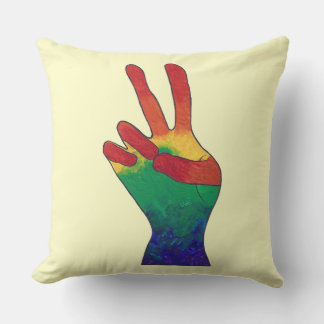 Abstract rainbow peace hand sign custom pillows