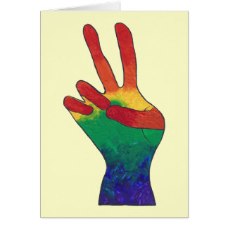 Abstract rainbow peace hand sign greeting cards