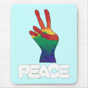 Abstract rainbow peace hand sign mousepads 2