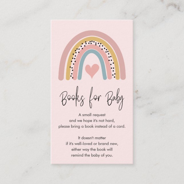 Abstract Rainbow Pink Baby Shower Books for Baby Enclosure Card (Front)