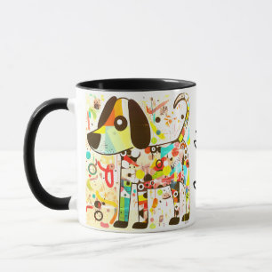 Abstract Rainbow Pop Art Dog - Whimsical Geometric Mug