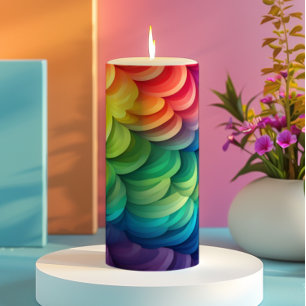 Abstract Rainbow Scale Pattern Pillar Candle