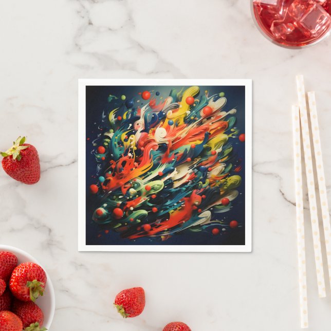 Abstract Rainbow Splash Rhapsody Art Napkins (Insitu)