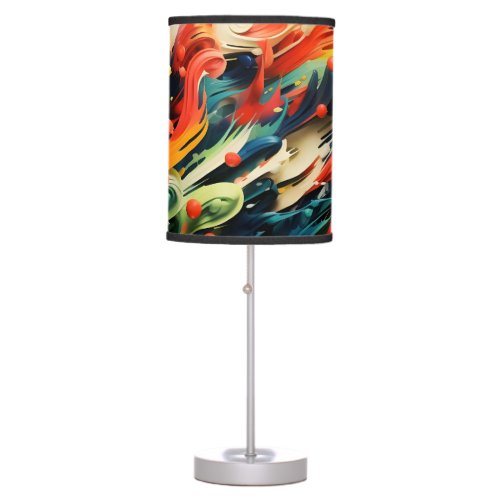 Abstract Rainbow Splash Rhapsody Art Table Lamp
