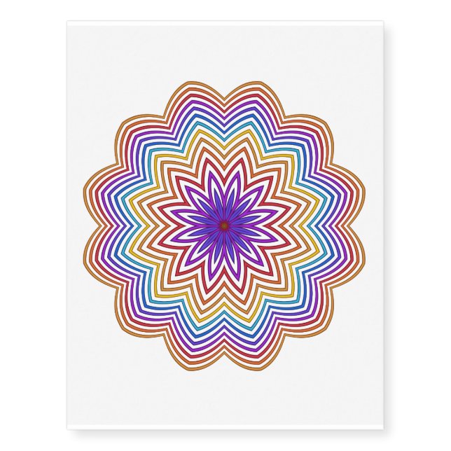 Abstract Rainbow Star Flower Temporary Tattoos (Front)