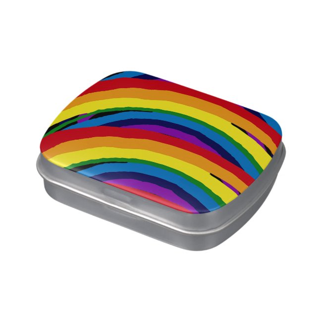 Abstract Rainbow Striped Candy Tin
